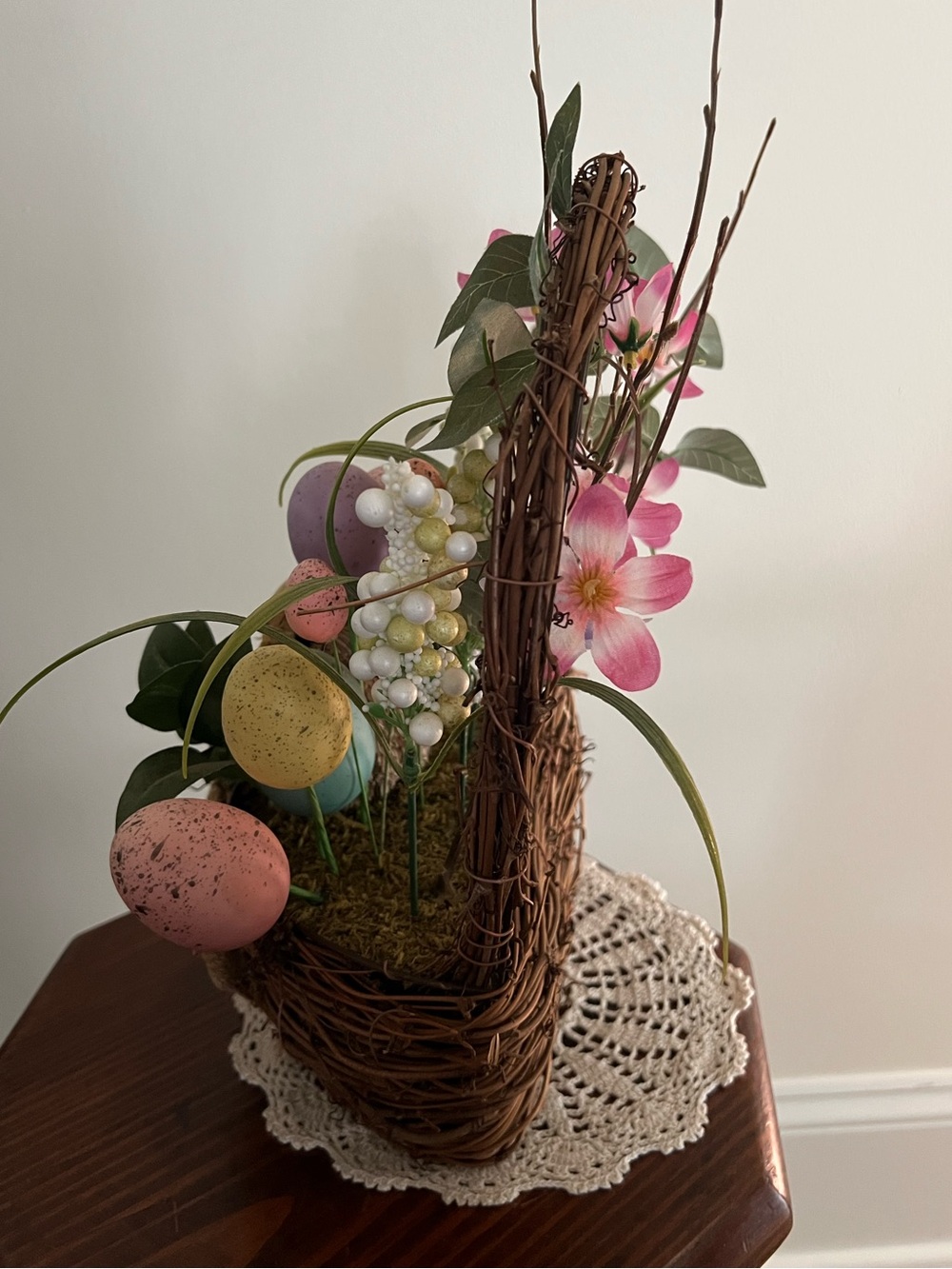 Spring Easter Basket with Pastel Speckled Eggs and Bunny - Picture 5 of 5
